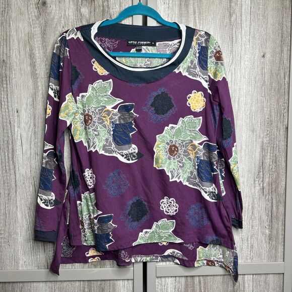 Little Journey Chicago Top Artsy Purple Floral Print Size S - Picture 1 of 8